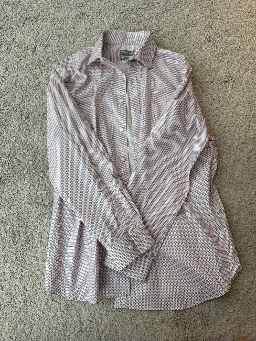 Michael Kors Light Purple Micro-Pattern Long-Sleeve Dress Shirt